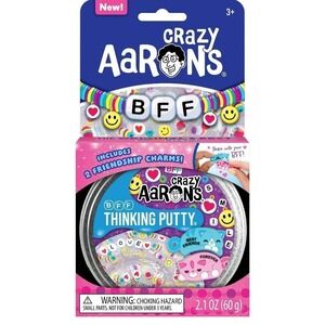 Crazy Aaron's BFF Thinking Putty 2.1oz Tin with 2 Friendship Charms New